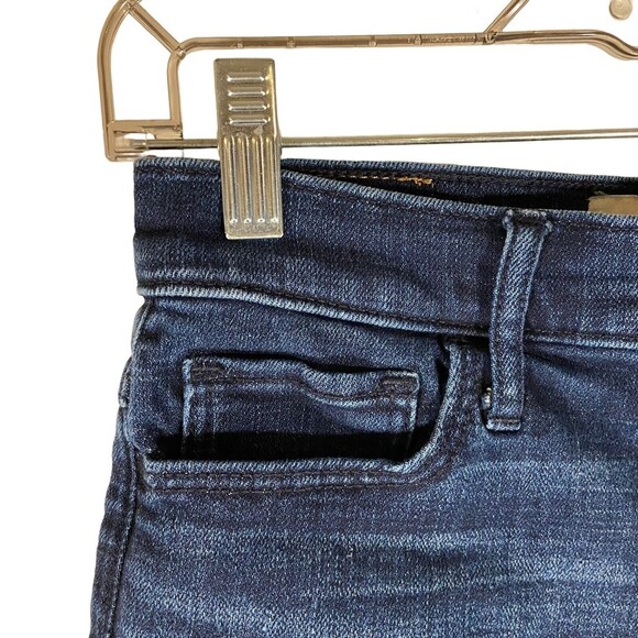 Abercrombie & Fitch Women's Size 4 w27 Dark Blue Denim Cut-off Shorts Raw Fringe - Picture 5 of 11